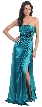 Strapless Goddess Wrap Formal Gown — in Teal