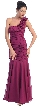 Shirred Single Shoulder Formal Evening Dress — in Magenta