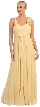 Long Formal Prom Dress with Floral Applique — in Gold