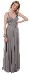 Long Formal Prom Dress with Floral Applique — in Silver