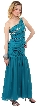One Shoulder Ruched Bodice Mermaid Formal Dress — in Teal