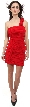 Ruched Short Dress with Floral Shoulder Strap