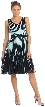 V-Neck Sleeveless Knee Length Party Dress with Satin Bow — in Black/Mint