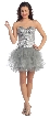 Strapless Sequined Short Party Cocktail Dress — in Silver