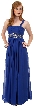Empire Waist Formal Dress with Bead Accent — in Royal Blue