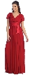 V-Neck Empire Cut Short Sleeves Long Formal Dress