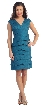 Aqua Inspired Cocktail Dress with Cascading Ruffles — in Teal