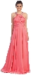 Scoop Neck Floor Length Formal Prom Dress with Racer Back — in Coral