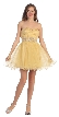 Strapless Mesh Short Prom Dress with Beaded Waist — in Gold