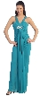 V-Neck Long Formal Dress with Hanging Sash