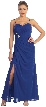 Spaghetti Straps Gathered Long Formal Homecoming Dress