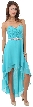 Strapless High Low Formal Prom Dress with Twist at Bust