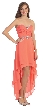 Strapless High Low Formal Prom Dress with Twist at Bust — in Coral