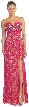 Strapless Long Lace Prom Dress with Chunky Jewels on Bust — in Fuchsia