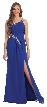 One Shoulder Pleated Jewels Bust Long Formal Prom Dress — in Royal Blue