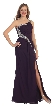 One Shoulder Pleated Jewels Bust Long Formal Prom Dress — in Plum