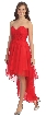 Strapless Floral Accent High Low Cocktail Party Dress  — in Red