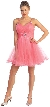 Spaghetti Straps Layered Short Party Prom Dress in Mesh — in Coral