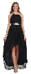 Halter Neck High Low Cocktail Prom Dress with Brooch — in Black