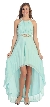 Halter Neck High Low Cocktail Prom Dress with Brooch