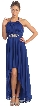 Halter Neck High Low Cocktail Prom Dress with Brooch — in Royal Blue