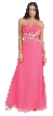 Strapless Floral Beaded Waist Long Formal Prom Dress