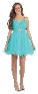 Spaghetti Straps Layered Short Party Prom Dress in Mesh — in Aqua