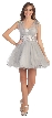 Sweetheart Neck Layered Mesh Short Party Prom Dress — in Silver