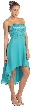 Strapless High Low Formal Party Prom Dress with Pleating