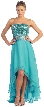 Strapless Hi-Low Formal Prom Dress with Sequin Bodice — in Teal