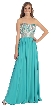 Bejeweled Bust Floor Length Formal Evening Prom Dress — in Teal