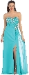 Strapless Rhinestones Bust Long Formal Prom Dress — in Turquoise