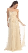 Strapless Pleats & Sequins Long Formal Evening Prom Dress — in Gold