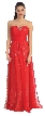 Strapless Pleats & Sequins Long Formal Evening Prom Dress — in Red