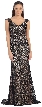 V-Neck Sleeveless Lace Long Formal Evening Prom Dress — in Black