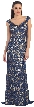 V-Neck Sleeveless Lace Long Formal Evening Prom Dress — in Navy