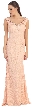 V-Neck Sleeveless Lace Long Formal Evening Prom Dress — in Peach