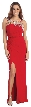 Round Chunky Jewels Neck Long Formal Evening Prom Dress — in Red