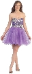 Strapless Floral Sequins Bust Tulle Short Party Prom Dress — in Lilac
