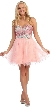 Strapless Floral Sequins Bust Tulle Short Party Prom Dress — in Peach