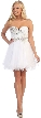 Strapless Floral Sequins Bust Tulle Short Party Prom Dress — in White