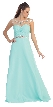 Sheer Neck Long Formal Evening Prom Dress with Rhinestones — in Mint