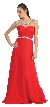 Sheer Neck Long Formal Evening Prom Dress with Rhinestones — in Red