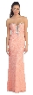 Strapless Long Formal Prom Dress In Lace with Rhinestones — in Peach