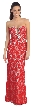 Strapless Long Formal Prom Dress In Lace with Rhinestones — in Red