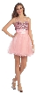 Round Neck Sequins Bust Tulle Short Party Prom Dress — in Pink