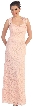 Floral Lace Cutout Back Long Formal Prom Dress — in Peach