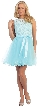 Boat Neck Lace Bust Short Tulle Bridesmaid Party Dress — in Baby Blue