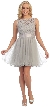 Boat Neck Lace Bust Short Tulle Bridesmaid Party Dress