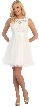 Boat Neck Lace Bust Short Tulle Bridesmaid Party Dress — in White